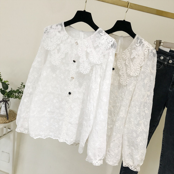 Női csipke ing kerek nyakkivágással fehér és bézs színben