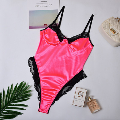 Σατέν γυναικείο κορμάκι σε επτά χρώματα με δαντέλα