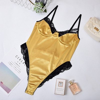 Σατέν γυναικείο κορμάκι σε επτά χρώματα με δαντέλα