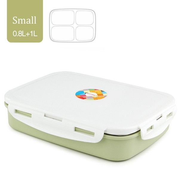 Rozsdamentes acél ételdoboz négy rekesszel, mikrohullámú sütőhöz alkalmas különböző színekben