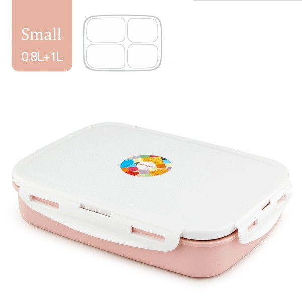 Rozsdamentes acél ételdoboz négy rekesszel, mikrohullámú sütőhöz alkalmas különböző színekben