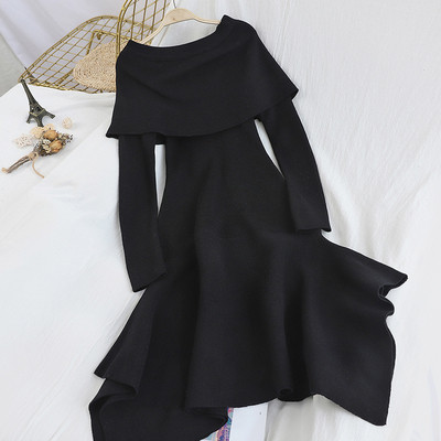 Πλεκτό γυναικείο πουκάμισο  με μακρύ μανίκι - Ασύμμετρη μοτίβο