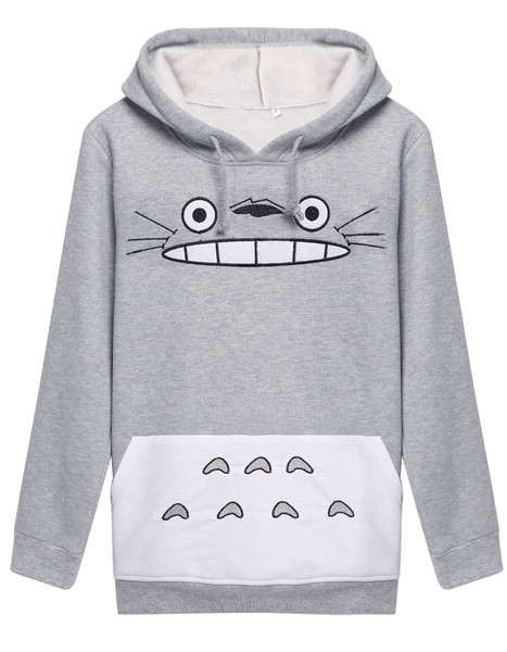 Καθημερινό γυναικείο φούερ με κουκούλα σε γκρι χρώμα