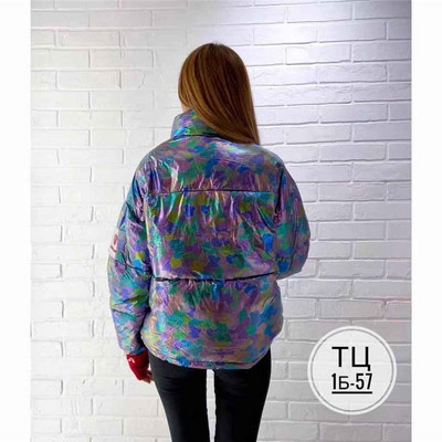 Νέο μοντέλο μοντέρνο χειμερινό μπουφάν με υψηλό γιακά και γυαλιστερό αποτέλεσμα σε πέντε χρώματα