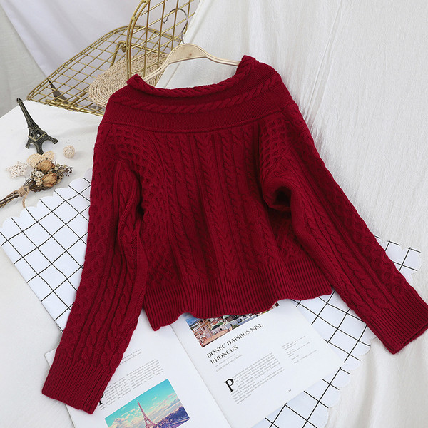 Γυναικείο Πουλόβερ Μακρυμάνικο σε Λευκό, Μαύρο, Κόκκινο και Κίτρινο χρώμα