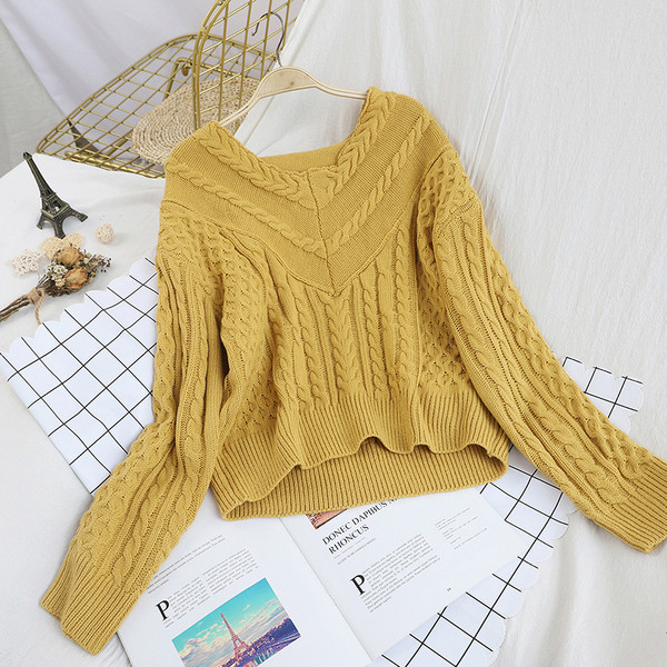 Γυναικείο Πουλόβερ Μακρυμάνικο σε Λευκό, Μαύρο, Κόκκινο και Κίτρινο χρώμα