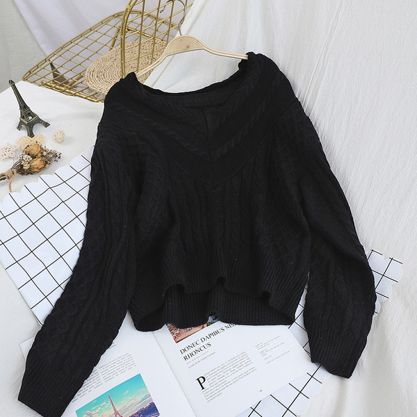 Γυναικείο Πουλόβερ Μακρυμάνικο σε Λευκό, Μαύρο, Κόκκινο και Κίτρινο χρώμα