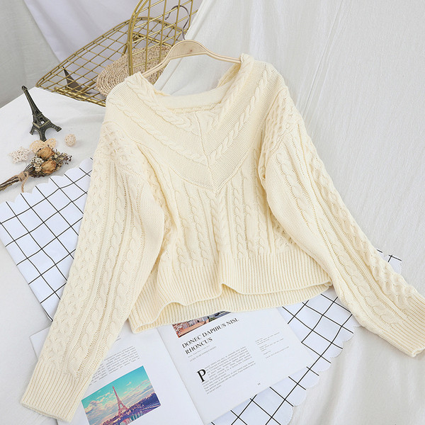 Γυναικείο Πουλόβερ Μακρυμάνικο σε Λευκό, Μαύρο, Κόκκινο και Κίτρινο χρώμα