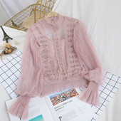 Κομψή γυναικεία μπλούζα με φαρδιά μανίκια λωτού σε διάφορα χρώματα