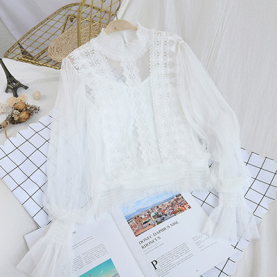 Κομψή γυναικεία μπλούζα με φαρδιά μανίκια λωτού σε διάφορα χρώματα