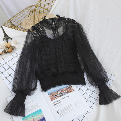 Κομψή γυναικεία μπλούζα με φαρδιά μανίκια λωτού σε διάφορα χρώματα