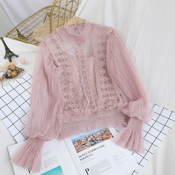 Κομψή γυναικεία μπλούζα με φαρδιά μανίκια λωτού σε διάφορα χρώματα