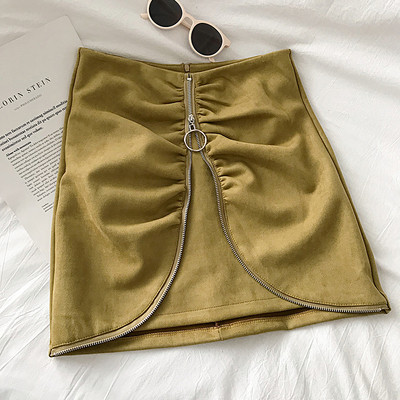 Βελούδινο γυναικείο φόρεμα σε τρία χρώματα με ψηλή μέση και φερμουάρ