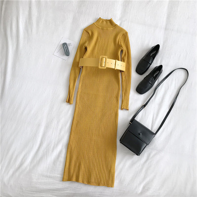 Ρέτρο στυλ γυναικείο φόρεμα σε κίτρινο και μαύρο χρώμα με κολάρο