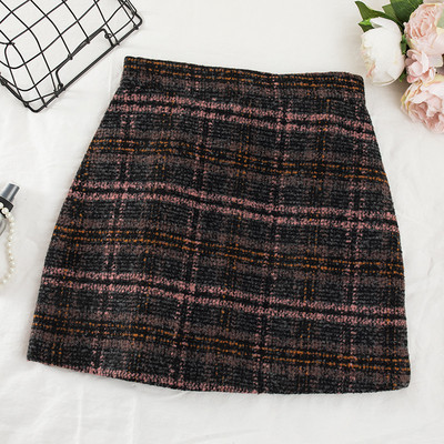 Εντυπωσιακή χειμωνιάτικη φούστα A-line σε καφέ, ροζ και μπλε χρώμα