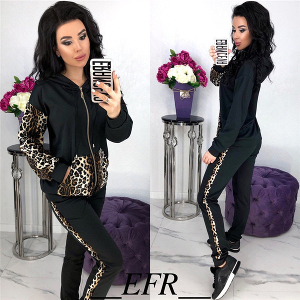 Modern női kétrészes állatmintás szett kék és fekete színben