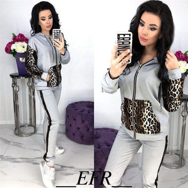 Modern női kétrészes állatmintás szett kék és fekete színben