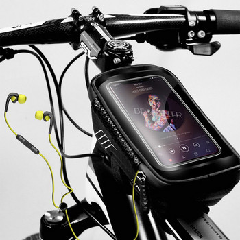 Αδιάβροχη τσάντα ποδηλάτου με οθόνη αφής για κινητό τηλέφωνο σε μαύρο χρώμα