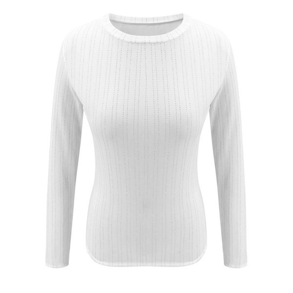 Modern női blúz, hosszú ujjú, O-nyakú fehér és fekete színben