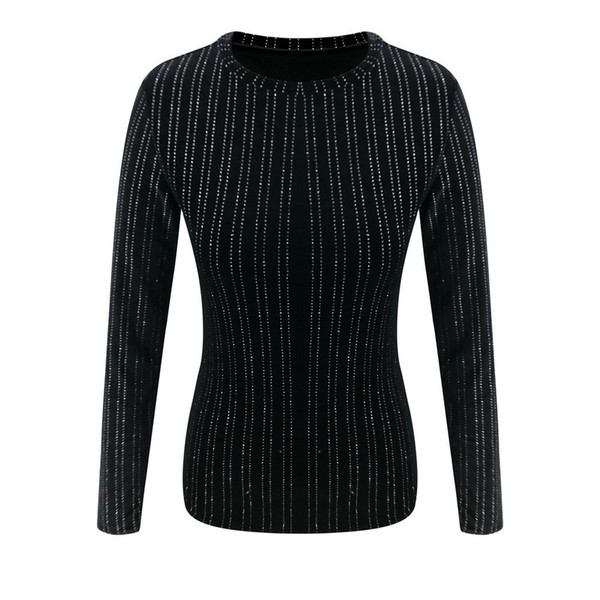 Modern női blúz, hosszú ujjú, O-nyakú fehér és fekete színben