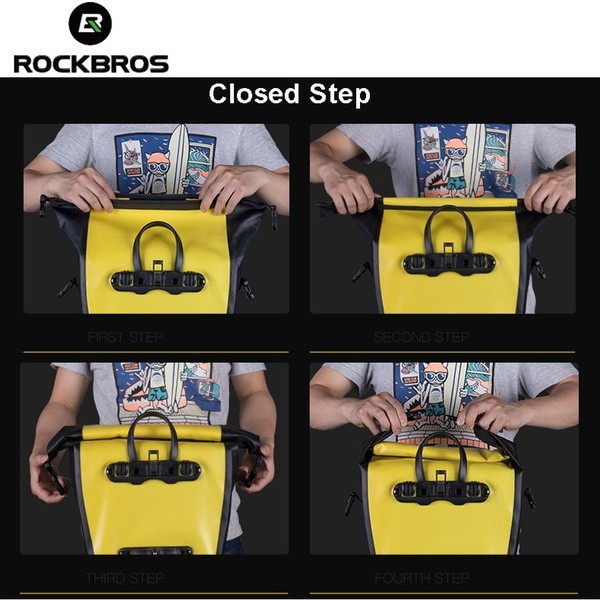 Αδιάβροχη τσάντα  ποδηλάτου Rock Brothers σε μαύρο και κίτρινο χρώμα