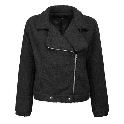 Modern női kabát cipzárral és pehelyszínnel barna, bézs, piros és fekete színben