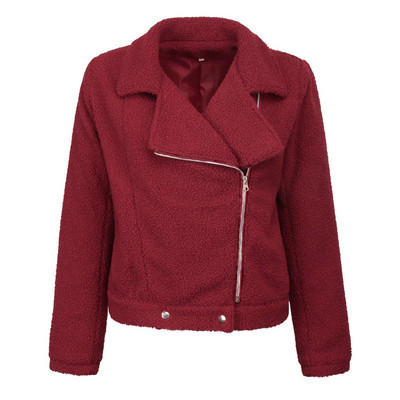 Modern női kabát cipzárral és pehelyszínnel barna, bézs, piros és fekete színben