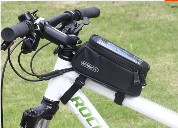 Αδιάβροχη τσάντα ποδηλάτου με οθόνη αφής σε μαύρο, κόκκινο και κίτρινο χρώμα