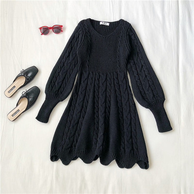 Ροζ στυλ γυναικείο φόρεμα σε μαύρο, καφέ και μπεζ με V-neck