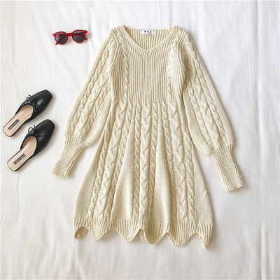 Ροζ στυλ γυναικείο φόρεμα σε μαύρο, καφέ και μπεζ με V-neck