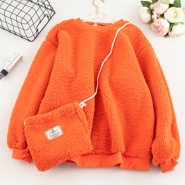 Γυναικείο χνουδωτώ Πουλόβερ  + τσάντα σε κίτρινο, ροζ, πράσινο και λευκό χρώμα