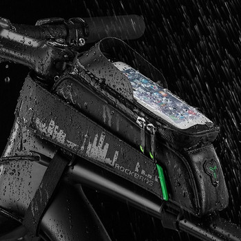 Водоустойчива чанта за велосипед с 5,8-инчов сензорен екран с чувствителен TPU за мобилен телефон в черен цвят