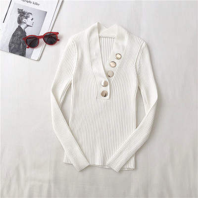 Γυναικεία casual μπλούζα σε τέσσερα χρώματα με κουμπιά και V-neck