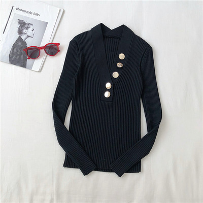 Γυναικεία casual μπλούζα σε τέσσερα χρώματα με κουμπιά και V-neck