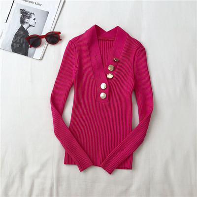 Γυναικεία casual μπλούζα σε τέσσερα χρώματα με κουμπιά και V-neck