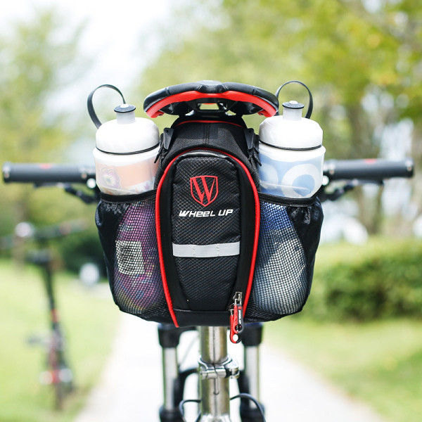 Πολυλειτουργική αδιάβροχη τσάντα ποδηλάτου με χώρο για δύο φιάλες σε κόκκινο και γκρι χρώμα