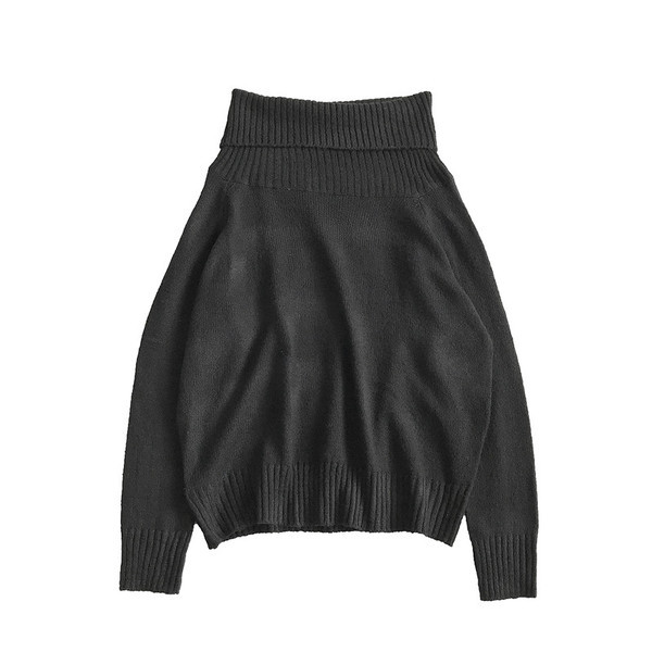 Μοντέρνο γυναικείο πουλόβερ σε γκρι, μαύρο και μπεζ χρώμα  με ψηλό κολάρο