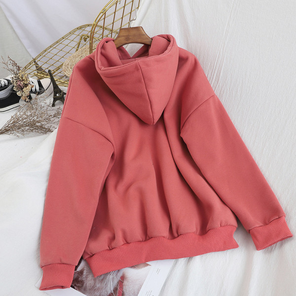 Μοντέρνο γυναικέιο φούτερ με κουκούλα με μακριά μανίκια σε διάφορα χρώματα