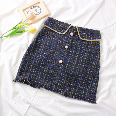 Νέο μοντέλο κοντή γυναικεία φούστα με κουμπιά σε λευκό, μπλε, μαύρο και κόκκινο χρώμα