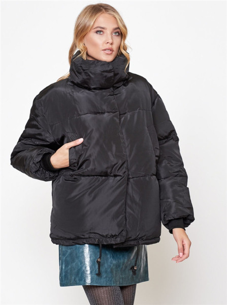 Modern női téli kabát magas gallérral és zsebekkel kék, fehér, fekete, piros és zöld színben