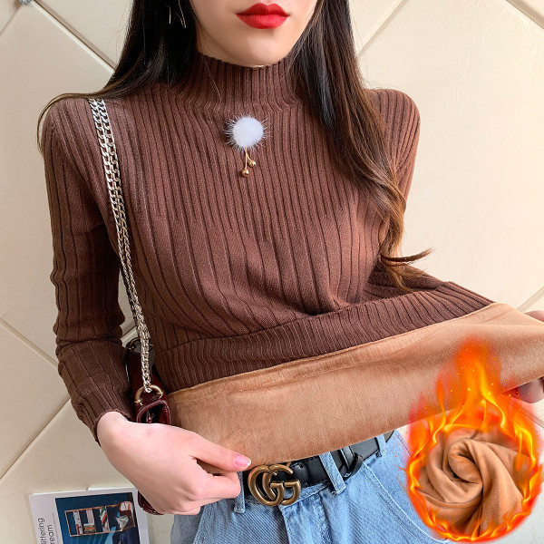 Γυναικείο πουλόβερ σε μπλε, καφέ, μουσταρδή , λευκό και μαύρο χρώμα