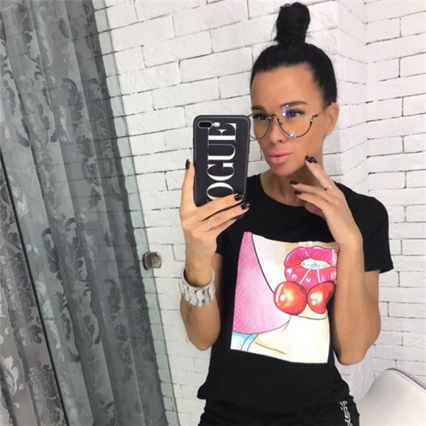 Alkalmi női póló fehér, szürke és fekete rátéttel