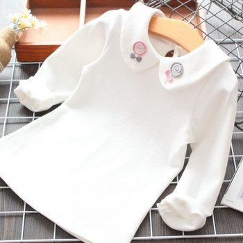 Детска блуза с яка за момичета в бял цвят
