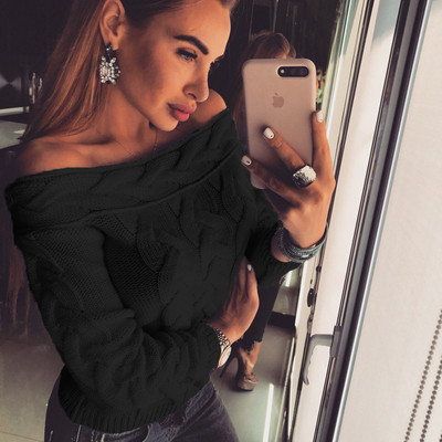 Divatos női kötött pulóver ejtett ujjakkal, nyolc színben