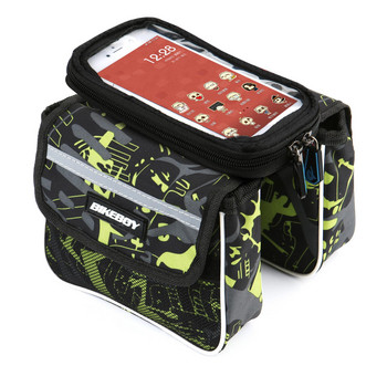 BIKEBOY Двойна чанта за велосипед със сензорен екран за мобилен телефон в син, зелен и червен цвят