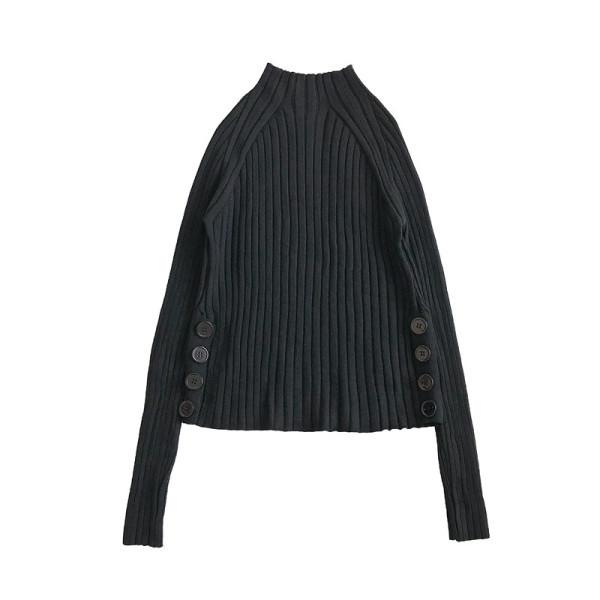 Modern női pulóver négy színben, gombokkal és félmagas gallérral