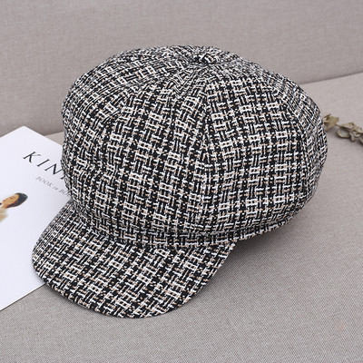 Șapcă șapcă în carouri pentru femei în negru, roșu, gri și galben