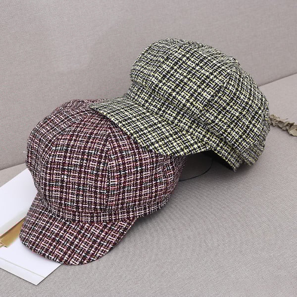 Șapcă șapcă în carouri pentru femei în negru, roșu, gri și galben
