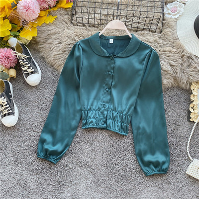 Cămașă elegantă de damă din satin în cinci culori, cu mâneci largi