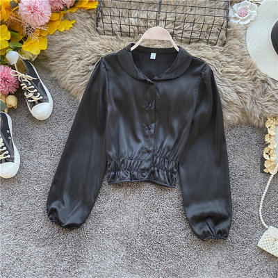 Cămașă elegantă de damă din satin în cinci culori, cu mâneci largi